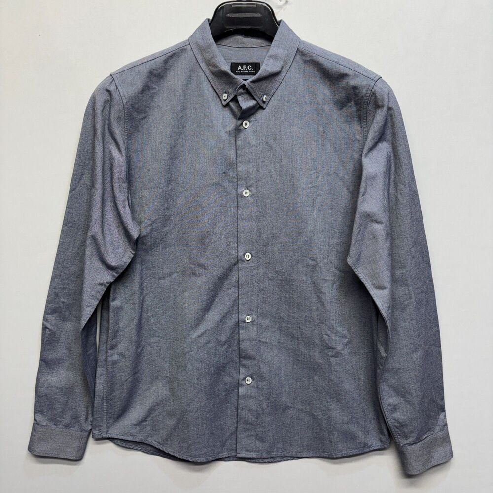 APC A.P.C. Rue Madame Paris Men Button Down Shirt XL X-Large Blue D112 -21